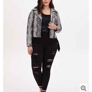 Faux snake skin studded jacket from Torrid.